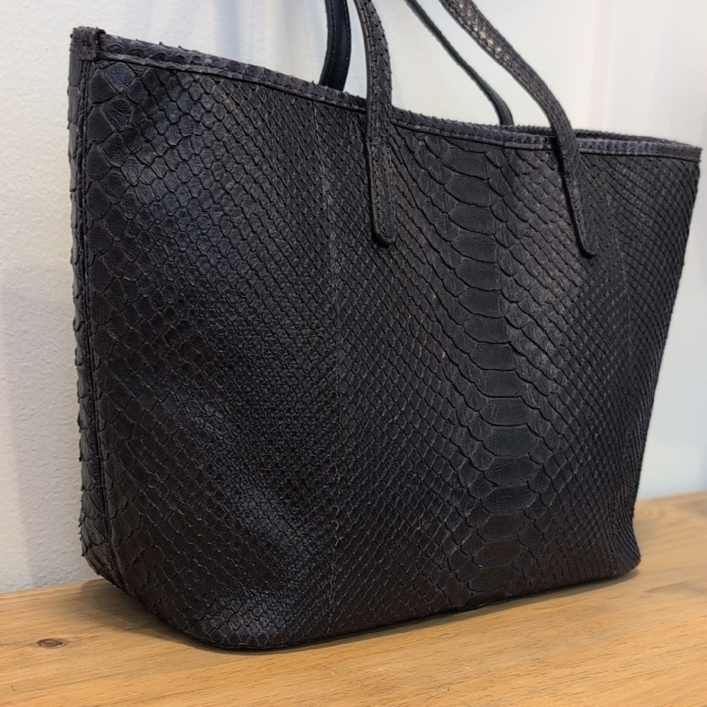 Silvano Biagini Python Bag & Matching Clutch Navy Blue - Picture 9 of 16